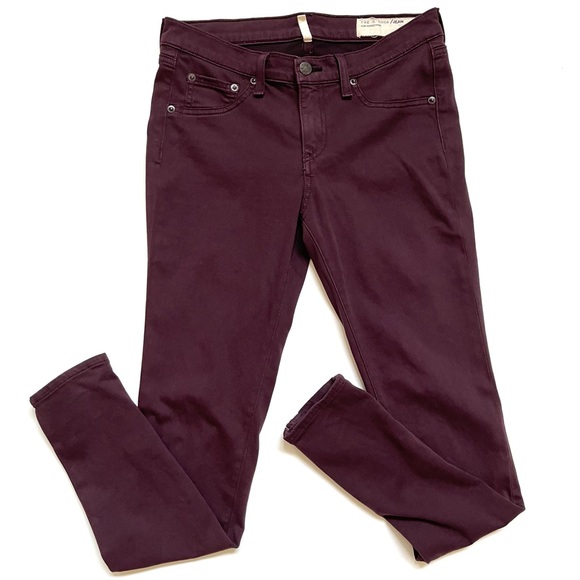 Rag & Bone maroon legging zipper jeans 26 - Picture 2 of 8